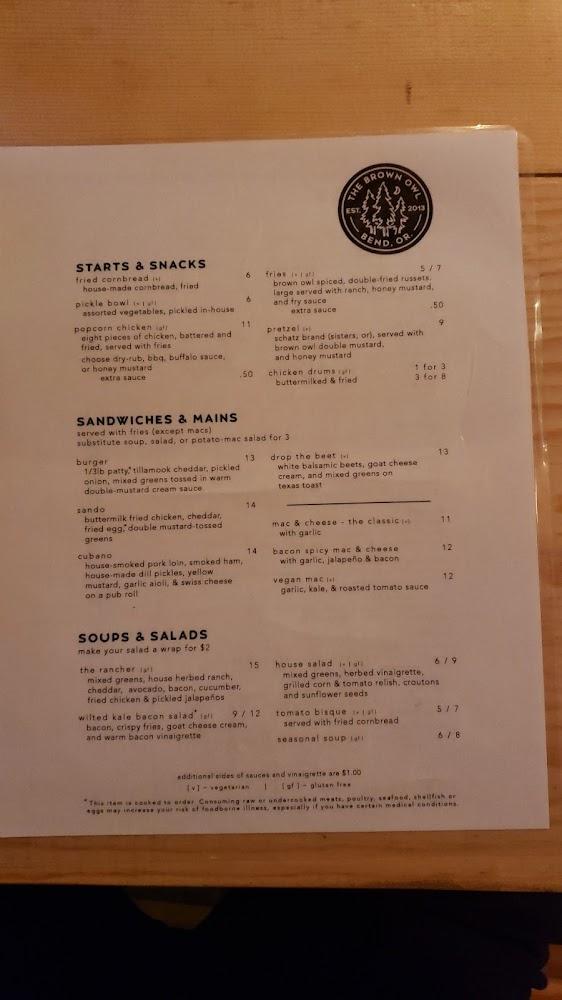 The Brown Owl Menu image 2